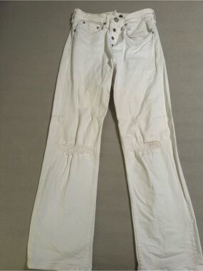 rag & bone White Wide-Leg Distressed Jeans
